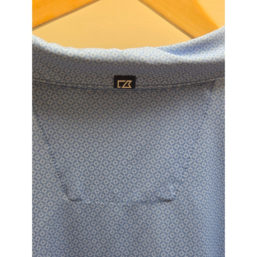 Cutter & Buck Mens XXL‎ Blue Geometric Polo Shirt NIAAA Logo Recycled Stretch - Picture 6 of 8